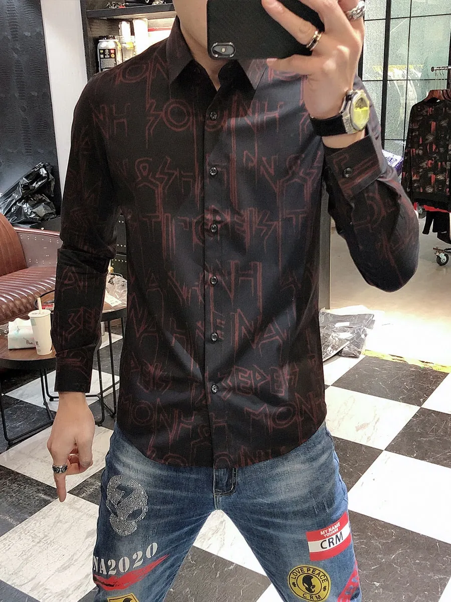 Punk Style Letter Patterned Shirt