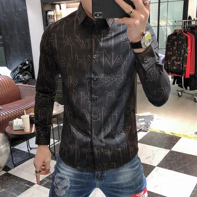 Punk Style Letter Patterned Shirt