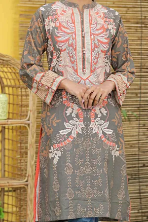 Rafia Stitched Printed Khaddar Shirts Collection'2021-DPKHK-06-Grey