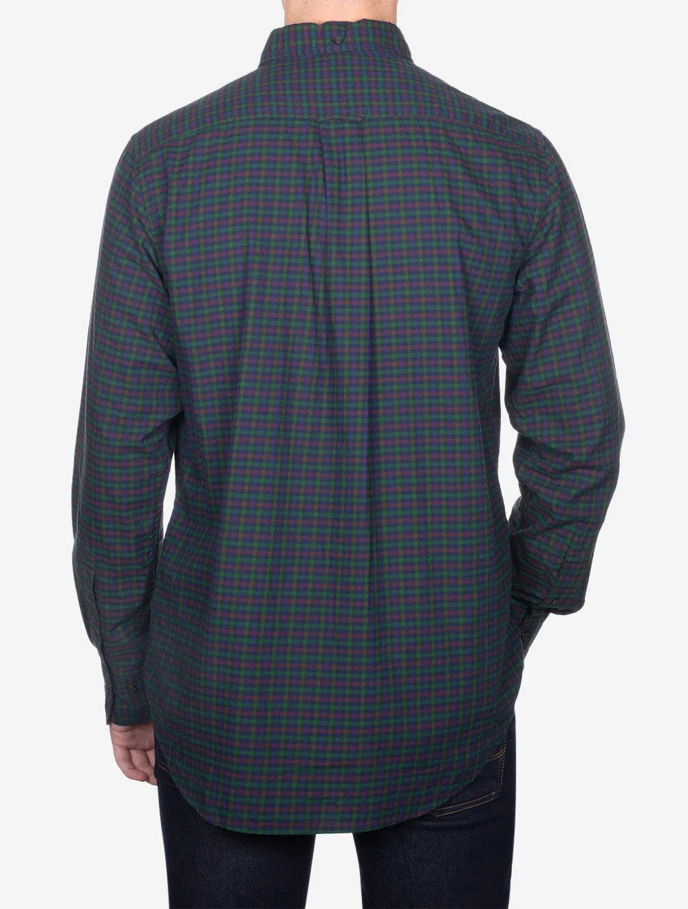 Regular Twill Micro Multi Check Shirt Forest Green