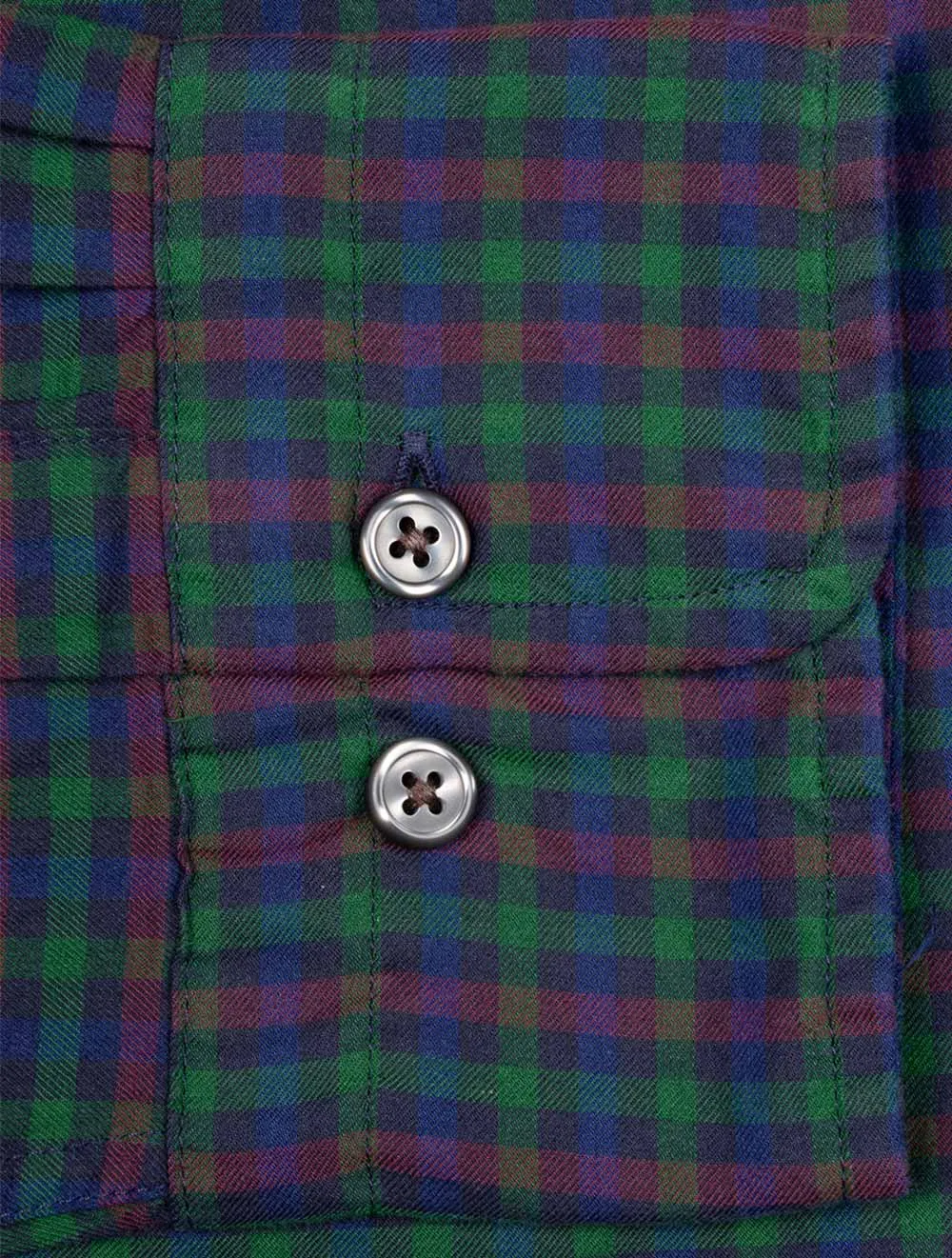 Regular Twill Micro Multi Check Shirt Forest Green