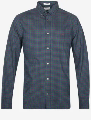 Regular Twill Micro Multi Check Shirt Forest Green