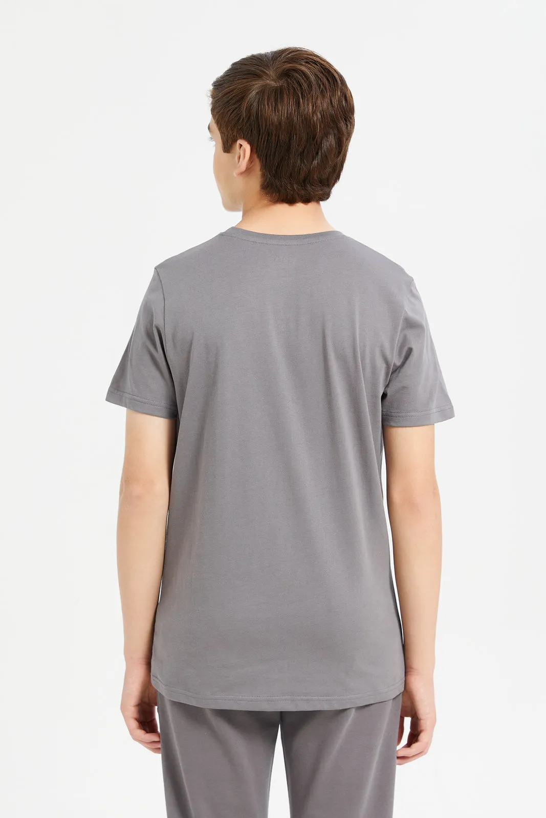 Senior Boys Charcoal Printed T-Shirt