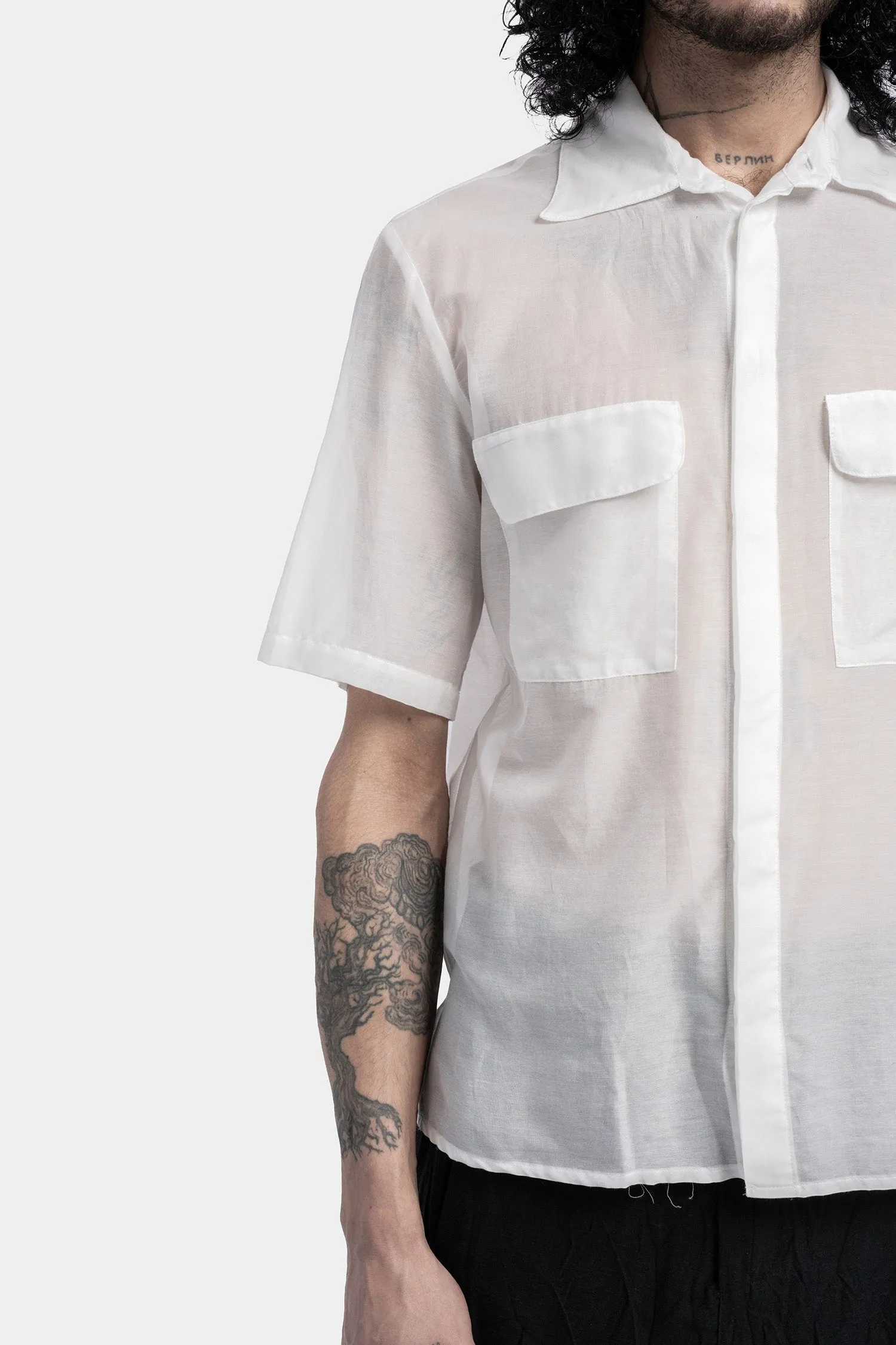 Silk blend short sleeve shirt