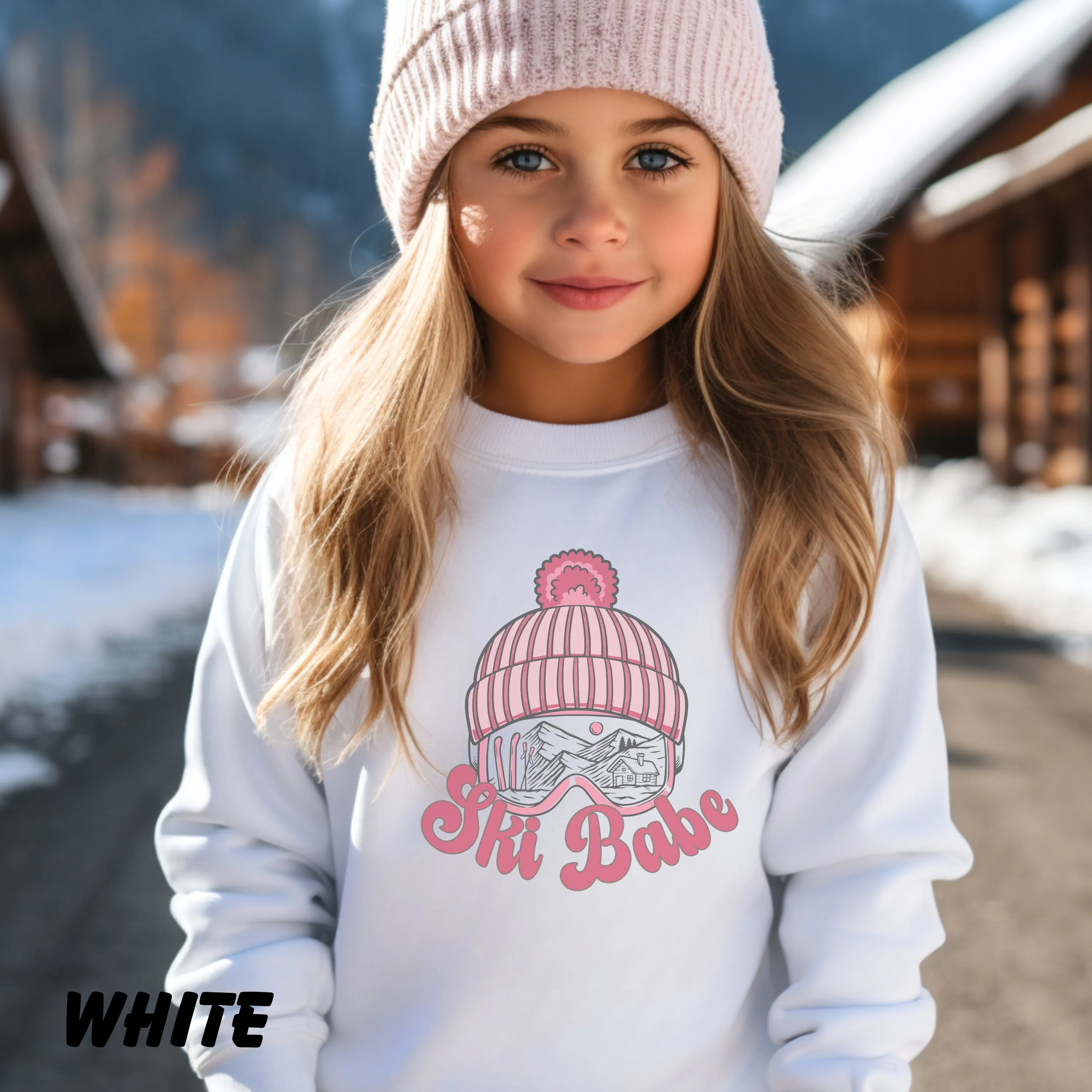 Ski Babe Sweatshirt,Adult Ski Sweatshirt, Kids Vacation Shirt, Winter Vacation Shirt