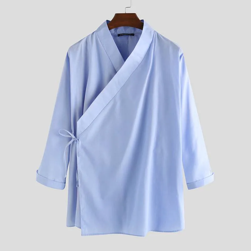 Solid Kimono Style V-Neck Shirts