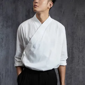 Solid Kimono Style V-Neck Shirts