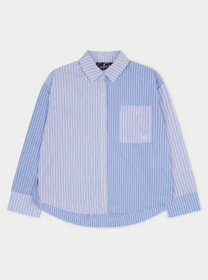 SPLICED STRIPE SHIRT - BLUE