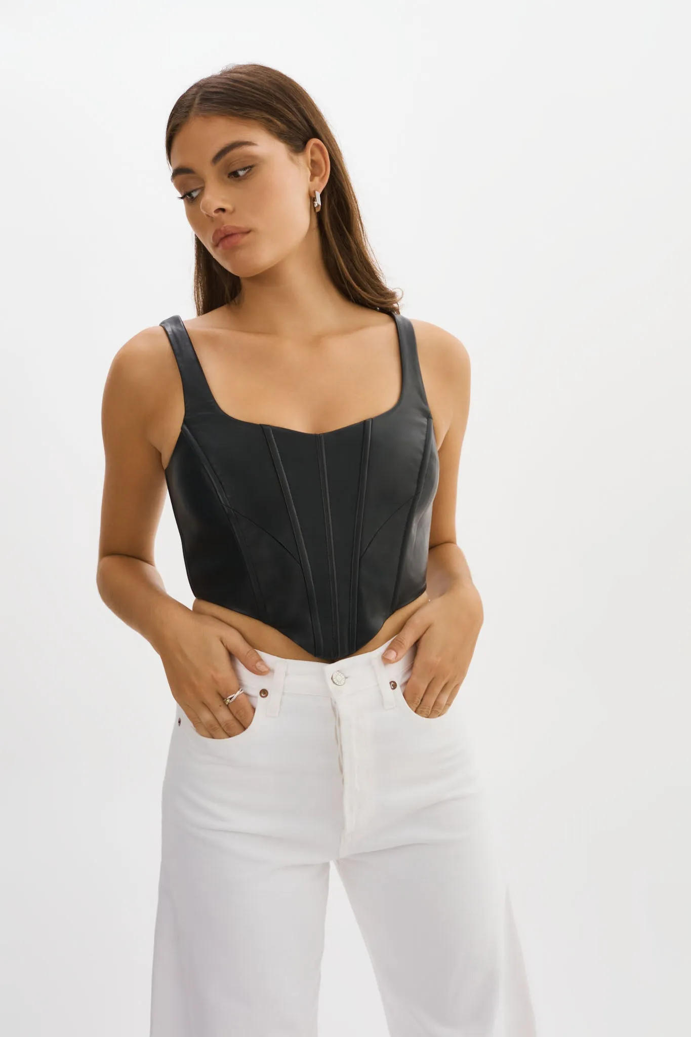 TABIA | Leather Corset Top