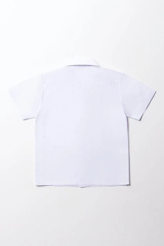 Unisex school short sleeve open neck shirt white