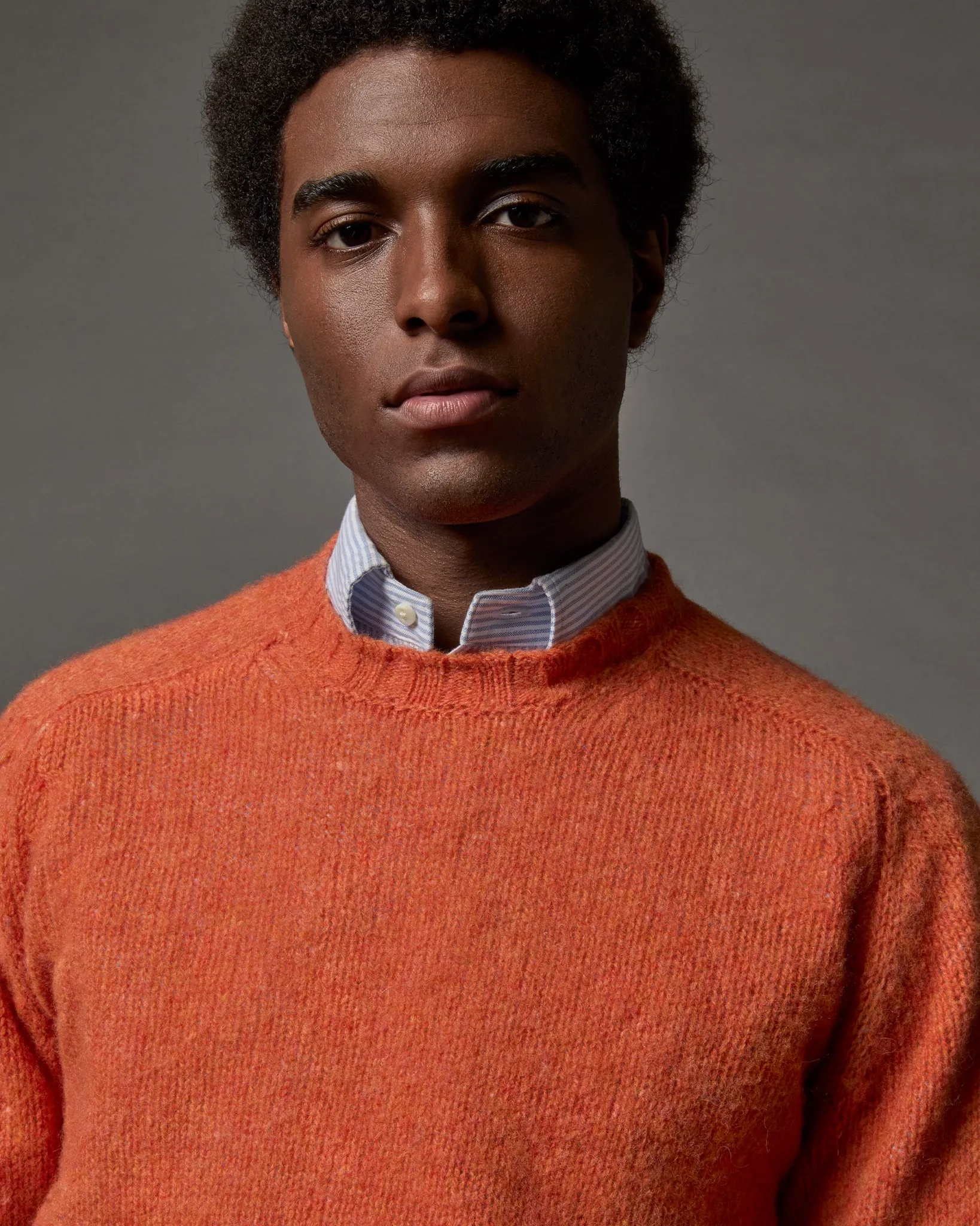 Washed Crewneck Sweater in Ginger Shetland Wool