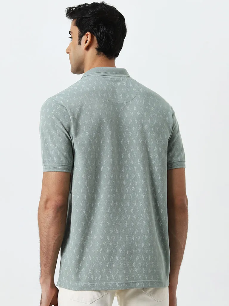 WES Casuals Sage Printed Relaxed-Fit Polo T-Shirt