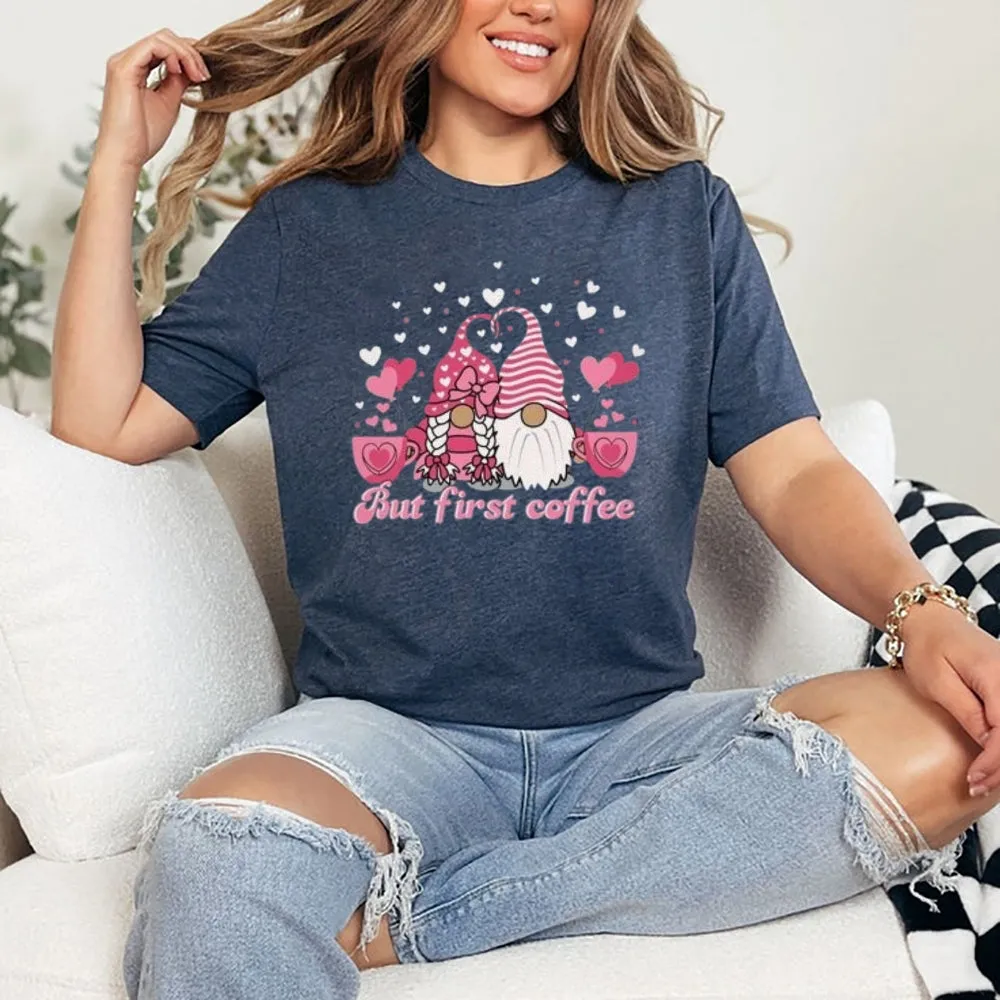 Women Coffee Is My Valentine's Day Print Graphic T-shirt