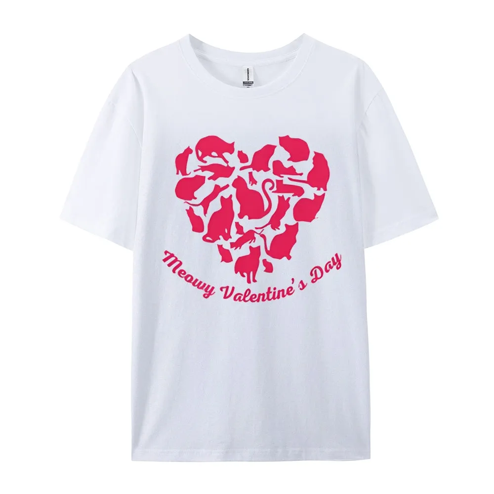 Women Meaning Valentine's Day Love Heart Print Graphic T-shirt