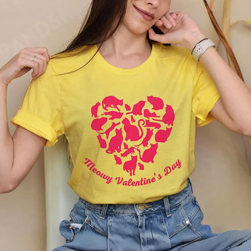 Women Meaning Valentine's Day Love Heart Print Graphic T-shirt