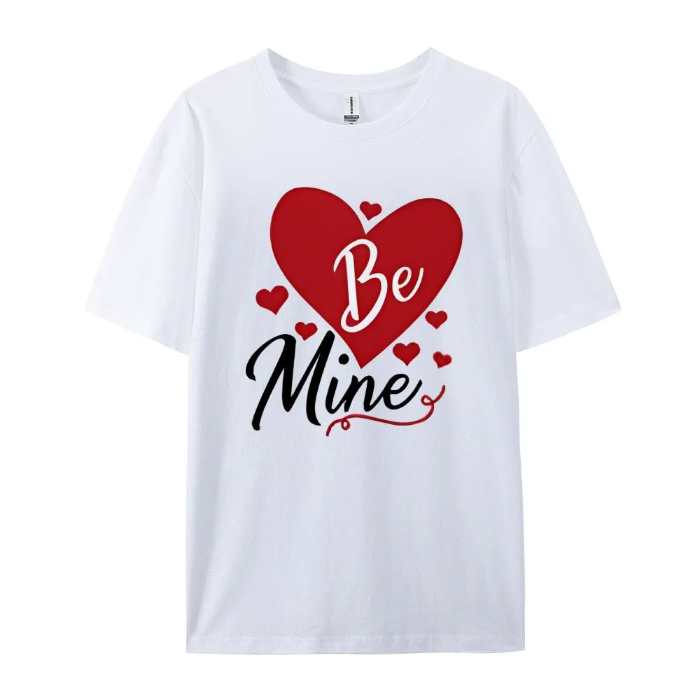 Women Valentine's Day Be Mine Love Heart Print Graphic T-shirt