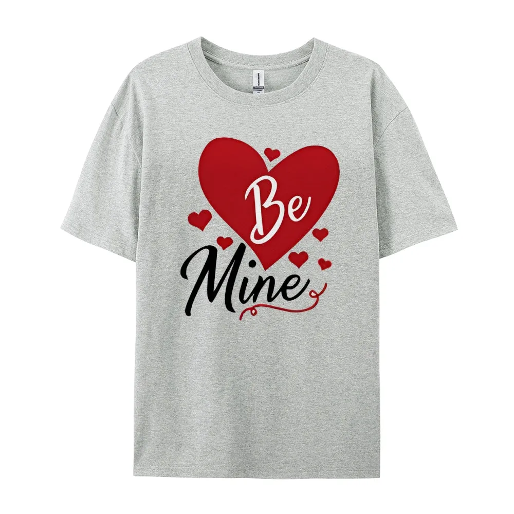 Women Valentine's Day Be Mine Love Heart Print Graphic T-shirt