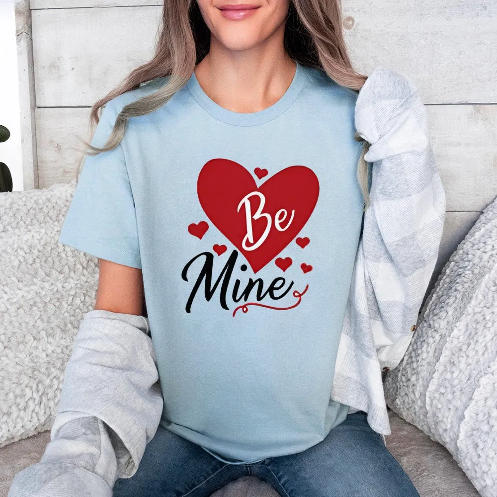 Women Valentine's Day Be Mine Love Heart Print Graphic T-shirt